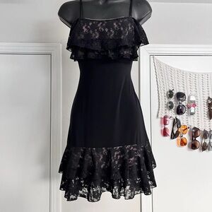 Elegant Black Lace Dress Y2K + FREE item